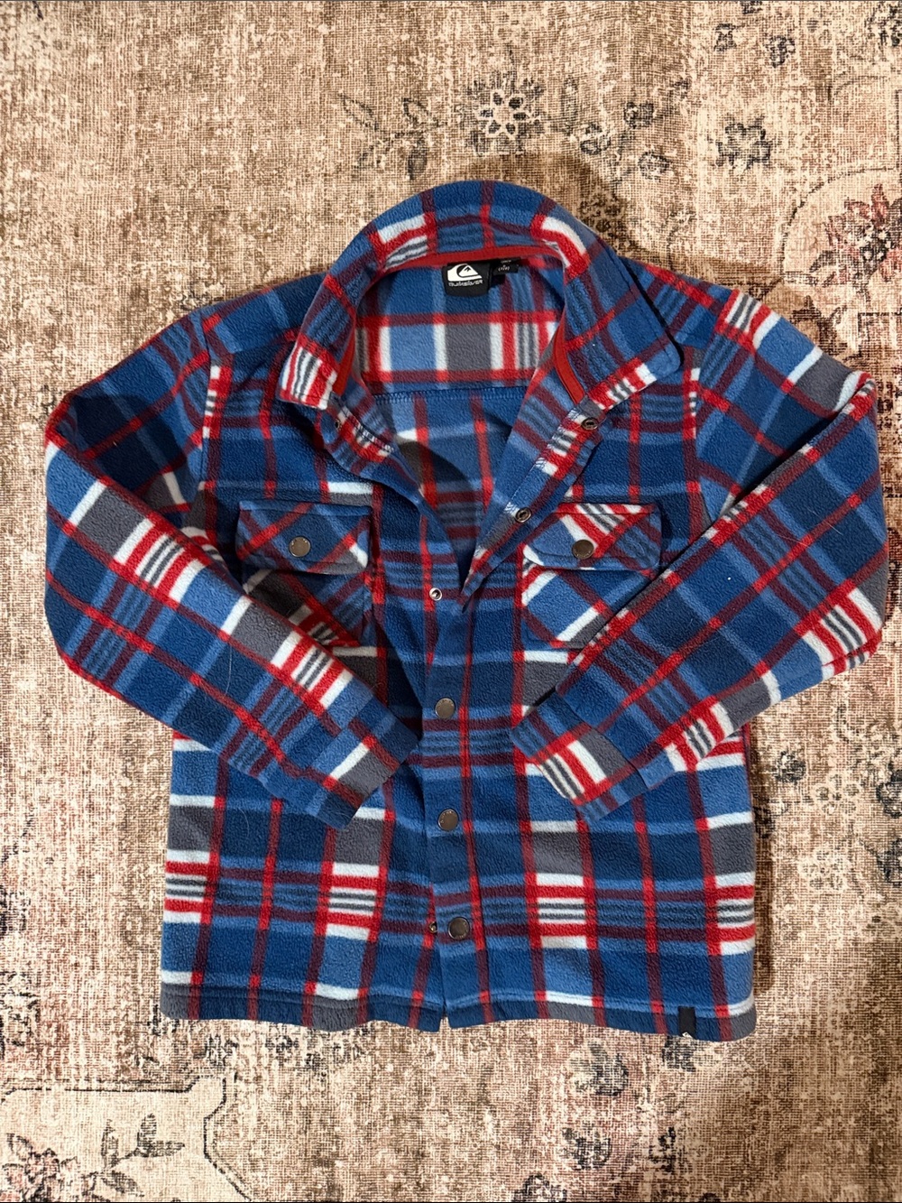 Quiksilver Blue and Red Plaid Kids Jacket